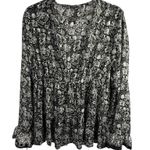 Knox Rose XXL Blouse Black White Floral Long Sleeve Peasant Top Boho Chic NWT Photo 1