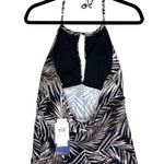 Leilani Halter Floral Palm Leaf Swim Tankini Top Size 12 Black Tropical Swimsuit Photo 6