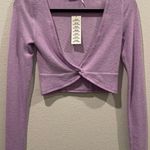 Urban Outfitters Lilac V-Neck Long Sleeve Crop Top Photo 0
