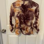 Love 21  Small Tye dye button up shirt Blouse adjustable Sleeve purple orange Photo 6
