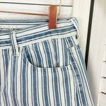 American Eagle  Outfitters Striped High Rise Mom Jean Shorts Blue White 10 Cuffed Photo 3