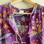 Anthropologie Purple Floral Tank Top Purple V Neck Womens Size S Tie Front Photo 4