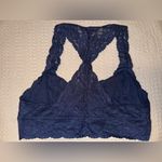 Free People  Navy Blue Lace Galloon Bralette Size L Photo 3