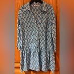 ZARA The Carly Blue & White Floral Printed Button-Up Flounce Mini Dress Medium Photo 5