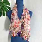 Sheer Boho Square Scarf with Tassels Orange Photo 1