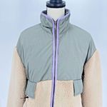 ZARA Women’s Tan Beige Fleece Sherpa Sage Green Zip Jacket X Small Rare Photo 2