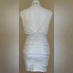 EVENT Delicate Light Blue White Sheer Back & Front Open V Neck Midi Dress.Sz M Size M Photo 7