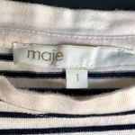 Maje Terry Cloth Short Sleeve Striped T-Shirt Embroidered Patch Cropped sz Small Photo 2