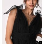 Lulus  Tulle-Proof Black Tulle Beaded Tie-Shoulder Tiered
Mini Dress XL Photo 9