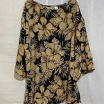 Islander 2X Black Beige Floral Tunic Blouse Top Hawaiian Photo 0
