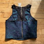 Bethany Mota Green Shimmer Jacquard Crop Top Photo 2