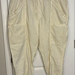 Anthropologie  cargo style straight leg drawstring pants in ivory Photo 0