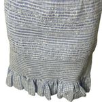 PETERSYN Winona Mini Dress In Azure gingham off shoulder puff sleeves XS Blue Photo 4