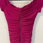 Privy Mesh Ruched Off The Shoulders Sweetheart Mini Dress In Berry Size S Photo 8