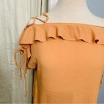 Honey Belle  Women’s Orange Ruffle Short Sleeve Blouse‎ Open Shoulder Size S Photo 1