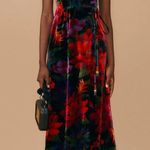 Farm Rio  Medium Flower Season Black Wrap Maxi Velvet Dress Wedding Formal Party Photo 0