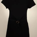 ZARA  ZC Woman- Black Ribbed Attached Belt High Neckline Mini Dress- Size L Photo 0