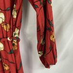 West Kei  Floral Tie Waist Midi Dress in Rust Size Medium Photo 4