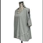 Fresh Produce Top Women 2X Plus Grey Pullover Blouse Striped Cold Shoulder USA Photo 1