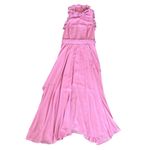 TALULAH La Maison  Women’s Jodi Ruffle High Neck Pleated Orchid Pink Midi Dress L Photo 1