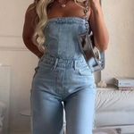 ZARA denim jeans corset wide streight leg jumpsuit Photo 3