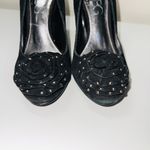 BCBGMAXAZRIA Paris Black Studded Rose Appliqué Stiletto Heels Photo 4