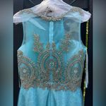 MAY QUEEN WOMEN’S BEADED BATEAU SWEETHEART LONG PROM DRESS AQUA MQ1293 Sz 8 NWT Blue Photo 5