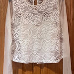 Hollister  Floral Lace Mesh Long Sleeve‎ Camisole Lined Top Antique White Size XS Photo 0