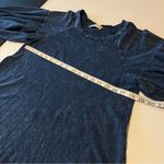 Altar'd State Altar’d State baloon sleeve crochet Hem Top, acid wash denim blue, size S Photo 5