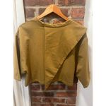 ZARA Womens  Trafaluc Asymmetrical Cropped Top Blouse Mustard Yellow Tan Small Photo 4