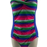 Boden Bandeau One Piece Swim Suit Colorful Stripe Womens Size 4 Photo 0
