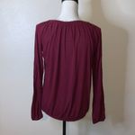 Maurice's  Maroon pleated lightweight stretchy long sleeve top Photo 4