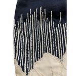 Naeem Khan linen dress appliqué and beading navy blue sz 8 Photo 4