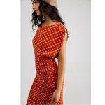 Free People Lakeside Heart Printed Midi Maxi Dress Small Ginger Rust Brown Fall Photo 7