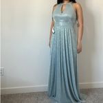 Eliza J NEW  Halter neck Light Blue metallic keyhole‎ dress maxi gown formal Photo 2