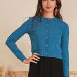 MiuMax Crop Ribbed Cardigan XS NWT Black Photo 0