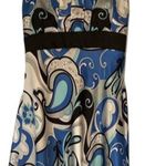 Trisesci Juniors Dress Size 13 Blue Strapless Paisley Satin Taffeta Halter Strap Photo 2