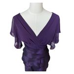 Adrianna Papell  Silk Plum Flutter Sleeve Tired knee length Dress size 2 Photo 10