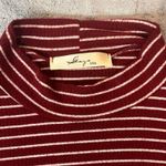 Gaze Maroon White Stripes Long Sleeve Mock Neck T Photo 2