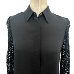 Claudie Pierlot Lace Sleeve Blouse Button Down Top Black Size 36 US 4 Photo 1