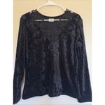 Vintage Paco Calvari Black Velvet Floral Lace Trim Vneck Shirt Blouse Top 44/46 Size undefined Photo 1