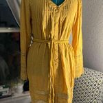 Monoreno Yellow long-sleeve dress with pleated Photo 0