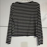 LNA  CLOTHING WOMENS BLACK WHITE STRIPE LONG SLEEVE BLOUSE SMALL Photo 4