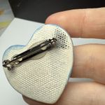 Snowman & Cardinal Bird In Heart Ceramic Brooch Pin Handcrafted Hand Made Photo 5