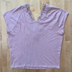 Anthropologie V Neck Lace Wedge Tee Pink Photo 1
