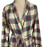 Sleepy Jones Marianne Brushed Cotton Twill Plaid Robe in Camel Red Size L Photo 2