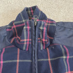 T by Talbot Jacket Women Large Multi Color Plaid Elbow Patch Golf Full Zip Blue Photo 4