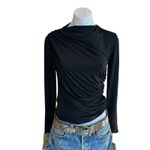 ANINE BING Black Ruched Top MEDIUM Bodycon Long Sleeve Athleisure Designer $250 Photo 7