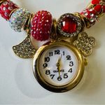 Elegant Gold & Red Bohemian Charm Bracelet with Watch One Size Stainless Steel Photo 1