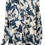 Dorothee Schumacher White Blue Floral Print Long Sleeve Silk Midi Dress Size 2 Photo 2